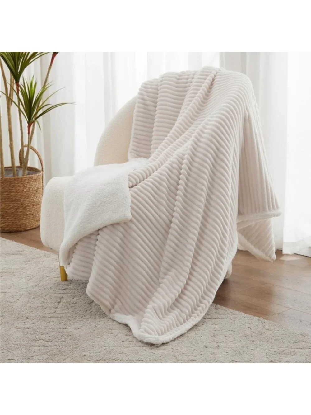 Cozy Sherpa Throw Blanket - Super Soft & Thick, Warm Fleece for Couch & Bed
